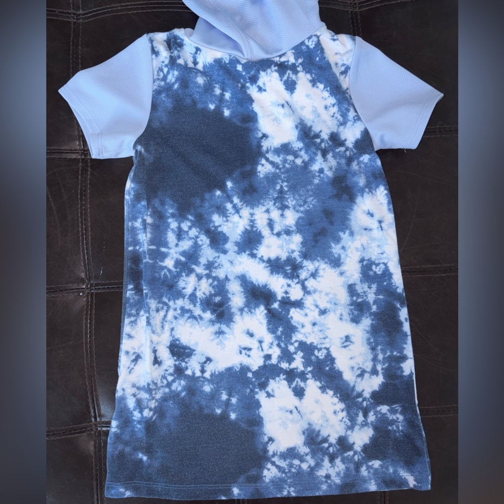 Jordan Sky Blue hues and White Tie-Dye Hoodie Dress - Picture 4 of 9